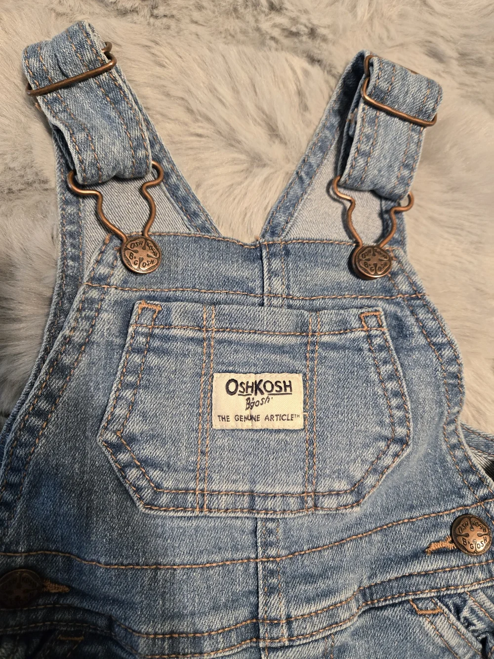 OshKosh B'gosh Girl Denim Ruffle Pocket Overalls 6M
